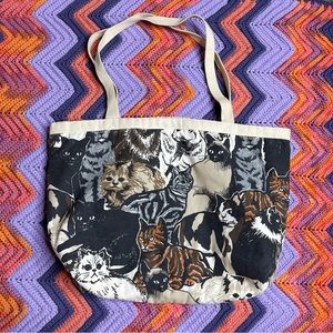 Vintage 90s all over cat print tote bag